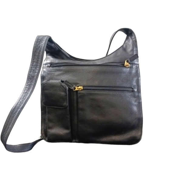 JP OERSE & Cie Black Leather Messenger Shoulder Bag - Picture 1 of 10